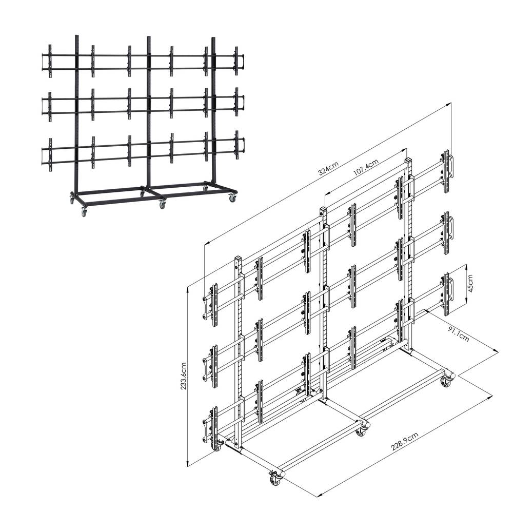 3x3 TV Stand for screens of 55