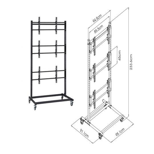 Soporte TV 1x3 para pantallas de 60