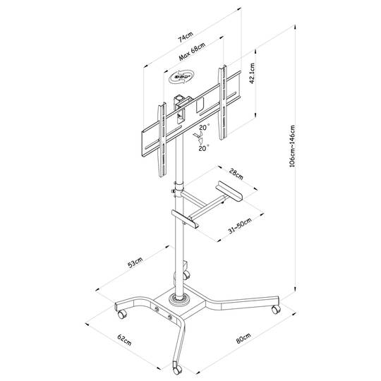 Supporto stand con ruote per schermo piatto 32