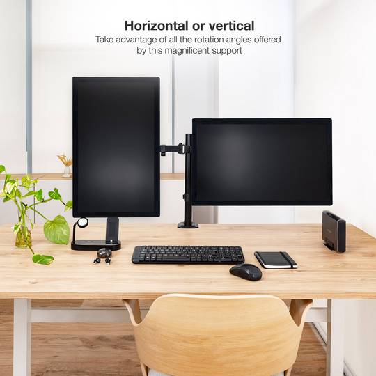 Supporto de 2 monitores con braccio articolato con albero per montaggio a scrivania LCD VESA75 VESA1