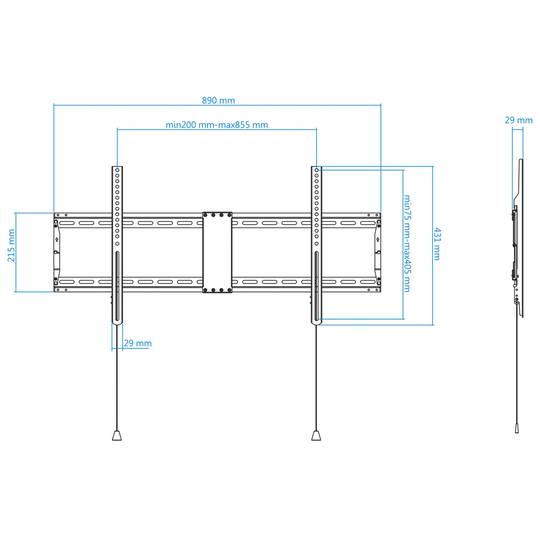Montagem em parede TOOQ para ecrãs de 43