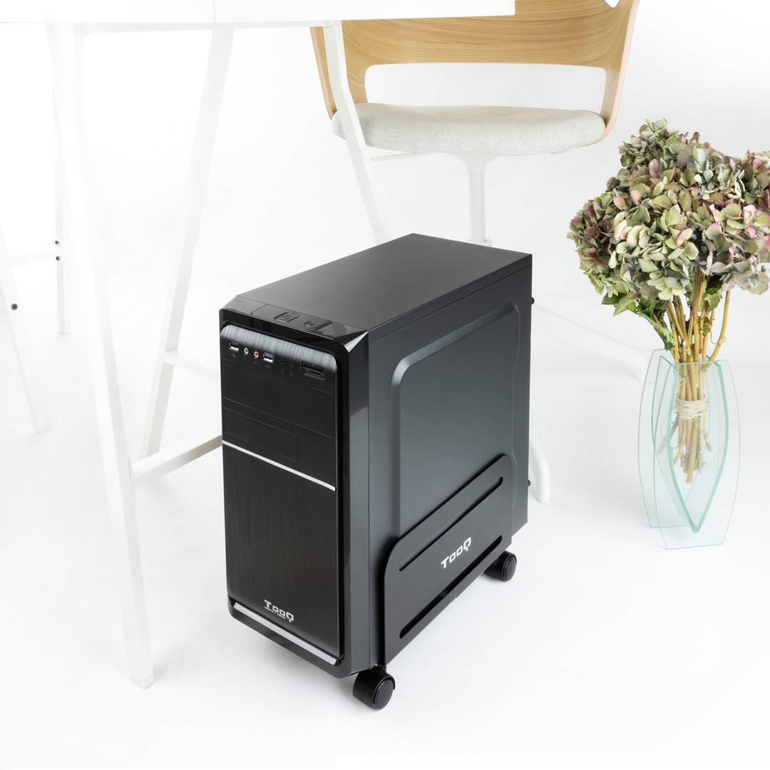 Support métallique TooQ avec roulettes pour CPU couleur noire