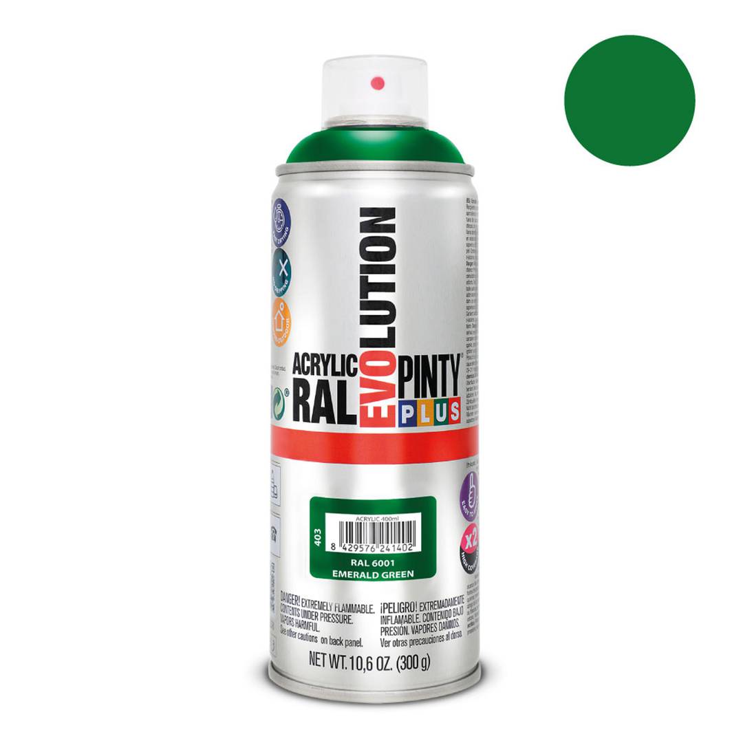 Tinta Pintyplus Evolution em formato spray 520cc na cor RAL verde esmeralda 6001