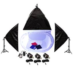 Studio photo portable 75cm avec boîte à lumière et flash