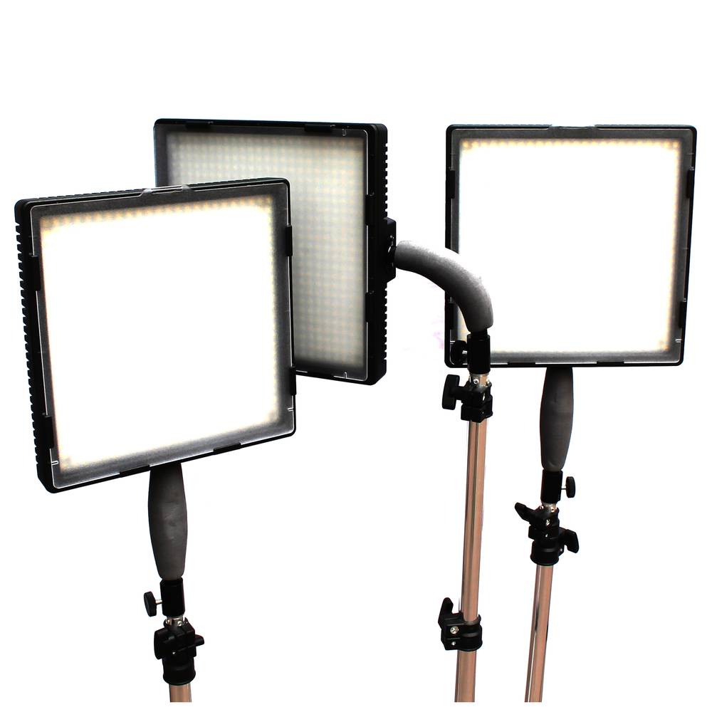 Estúdio Iluminação Kit com 3 holofotes LEDs do painel mala 3200K 5400K 576 Tripé