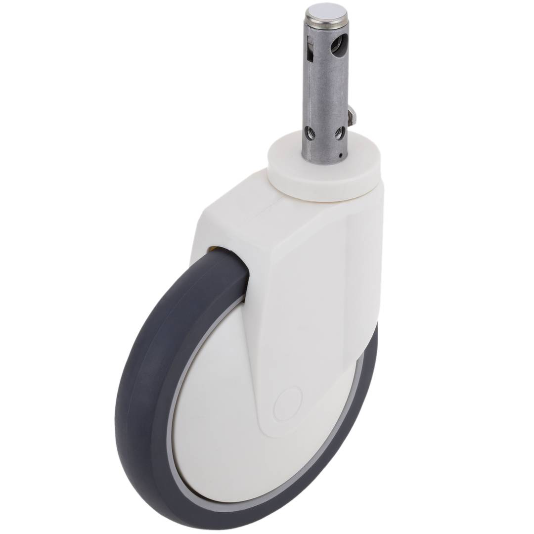 Roda pivotant de control central per a llit mèdic, subjecció tipus planç buit 28x96,8mm, 200x35x245mm