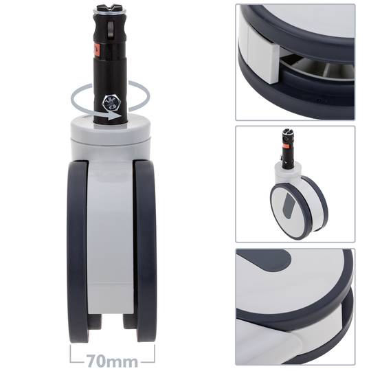 Rodes dobles pivotants de control central per a llit mèdic, subjecció tipus planç buit, 150x70x185mm 2-pack