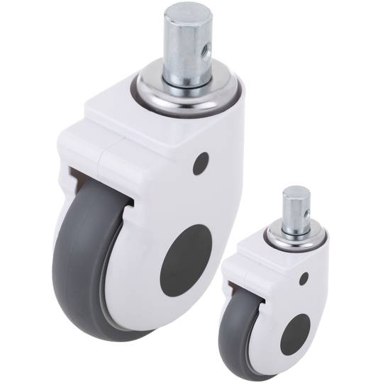 Rodes pivotants de metall, TPR i ABS per a llit mèdic, subjecció tipus planç buit, 125x32x158mm 2-pack