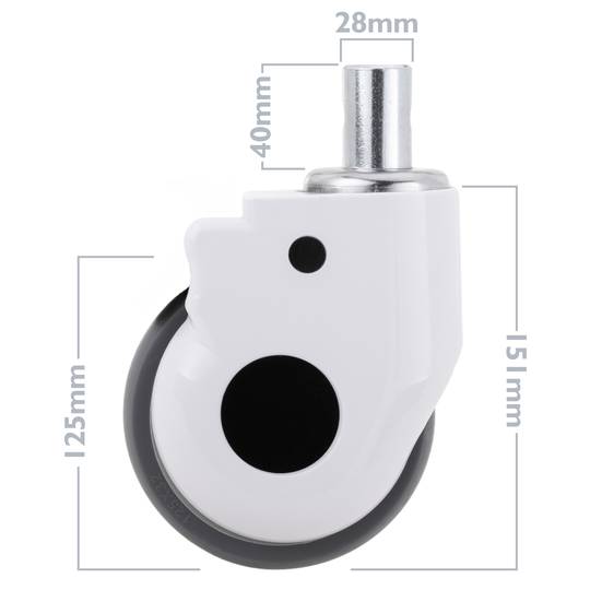 Rodes pivotants de metall, TPR i ABS per a llit mèdic, subjecció tipus planç buit, 125x32x158mm 2-pack