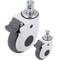 Rodes pivotants de metall, TPR i ABS per a llit mèdic, fre unidireccional i subjecció tipus plançó buit, 125x32x158mm 2-pack