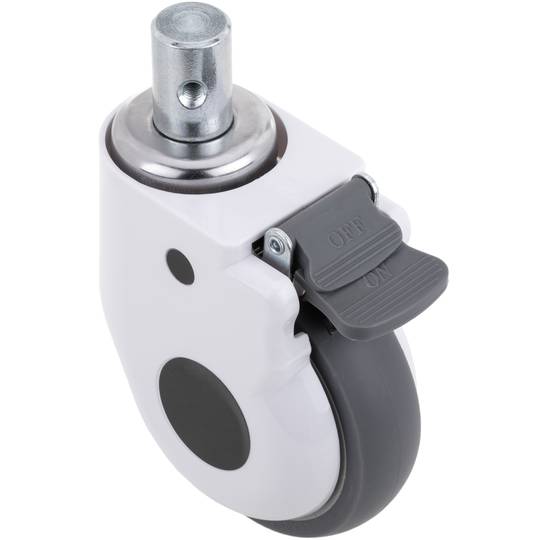 Rodes pivotants de metall, TPR i ABS per a llit mèdic, fre unidireccional i subjecció tipus plançó buit, 125x32x158mm 2-pack