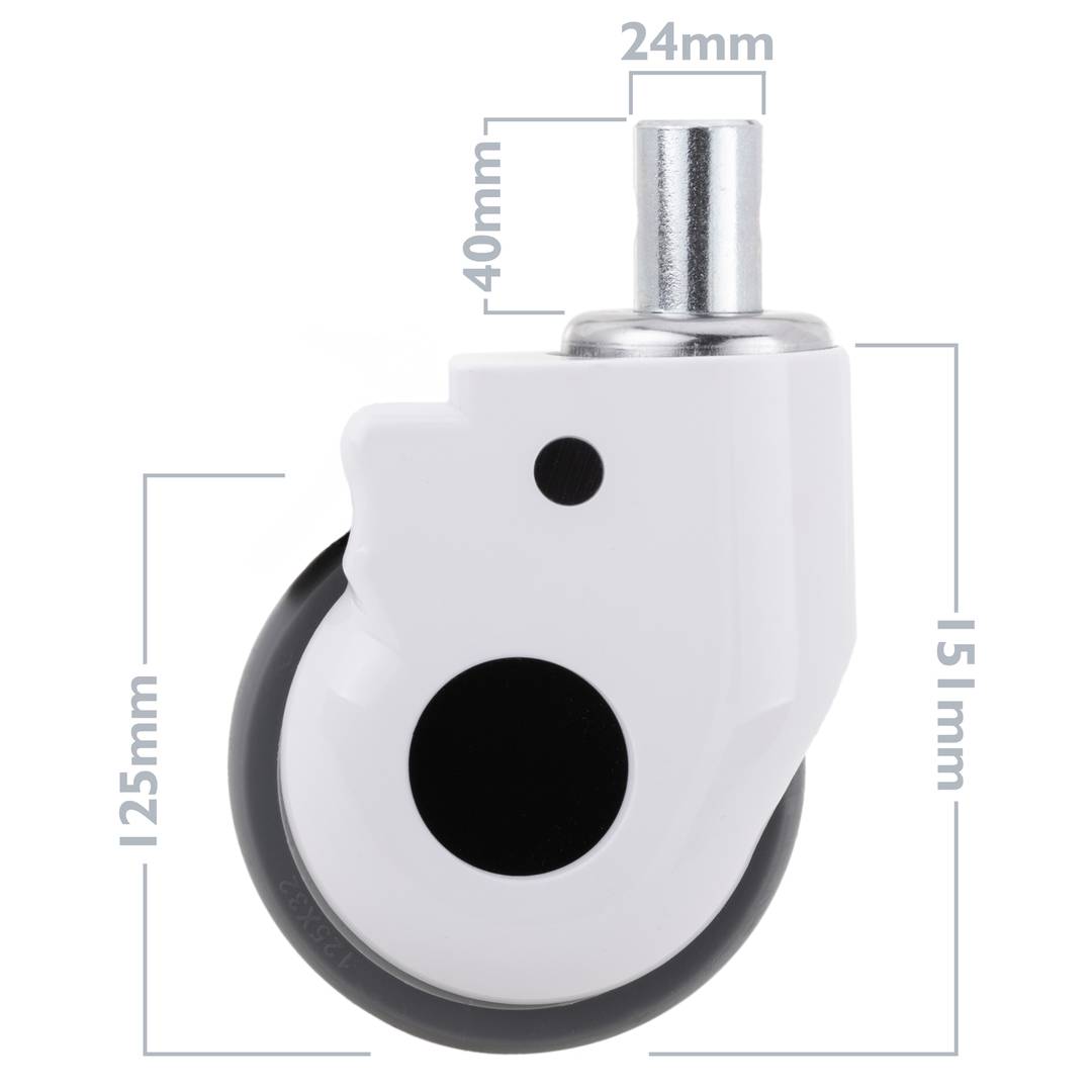 Rodízios para cama médica, fixação de haste, 2 unidades de 125x32x158mm