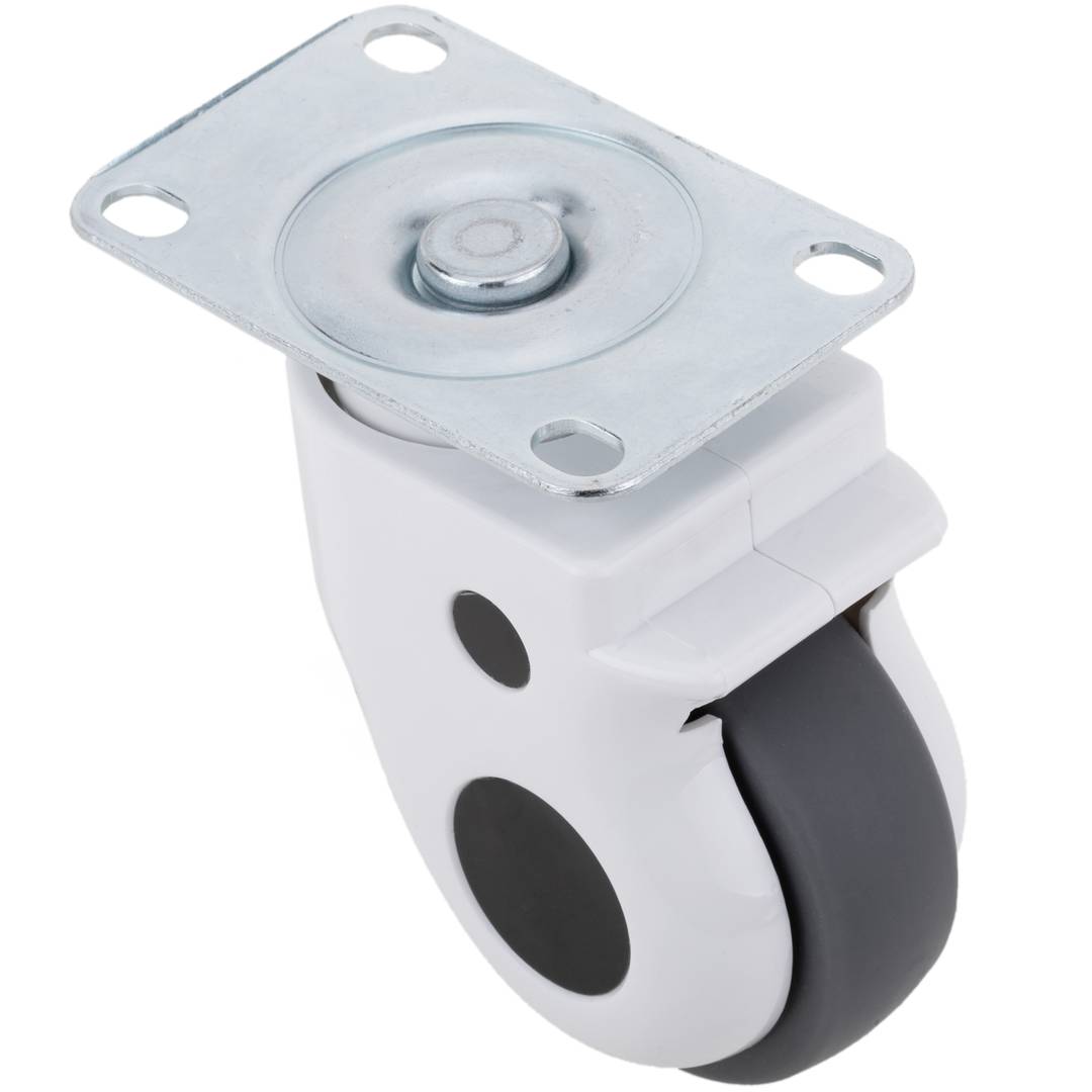Rodes pivotants de metall, TPR i ABS per a llit mèdic, subjecció tipus placa, 75x32x108mm 2-pack