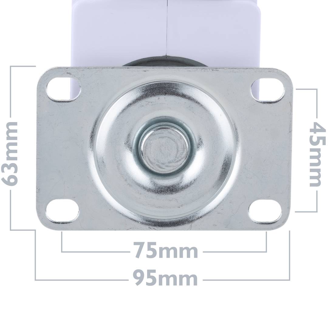 Rotelle girevoli in metallo, TPR e ABS per letto medico, piastra di bloccaggio, 100x32x133mm 2-pack