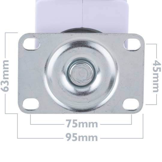 Rotelle girevoli in metallo, TPR e ABS per letto medico, piastra di bloccaggio, 100x32x133mm 2-pack