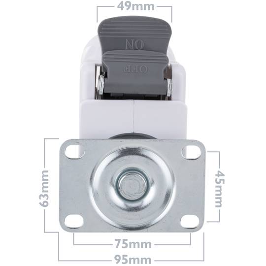Metall-, TPR- und ABS-Lenkrollen für medizinisches Bett, Plattenklemmung, 125x32x158mm, 2er-Pack