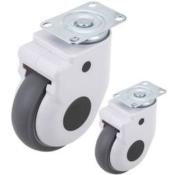 Metal, TPR and ABS Swivel Casters for Medical Bed, One Way Brake and Plate Type Clamping, 125x32x158mm 2-pack
