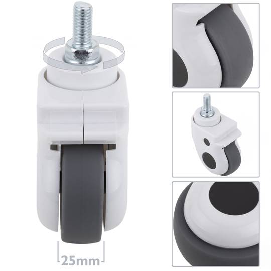 Metall-, TPR- und ABS-Lenkrollen für medizinisches Bett, Schraubbefestigung, 75 x 32 x 108 mm, 2er-Pack