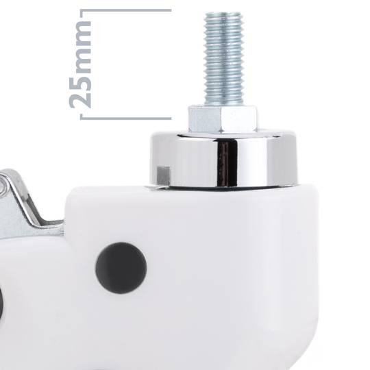 Ruote girevoli in metallo, TPR e ABS per lettino medico, freno unidirezionale e fissaggio a filettatura, 100x26x138mm 2-pack