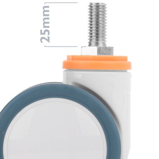 PU ABS Lenkrollen für medizinisches Bett, Einweg Bremse und Gewindebefestigung, 75 x 56 x 98 mm, 4er-Pack