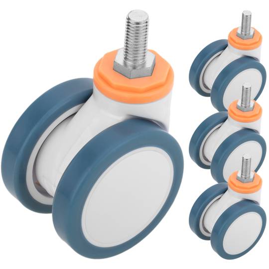 Rodízios giratórios PU e ABS para cama médica, fixação tipo rosca, 75x56x98mm pacote com 4