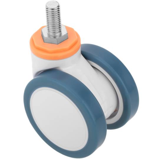 Rodízios giratórios PU e ABS para cama médica, fixação tipo rosca, 75x56x98mm pacote com 4