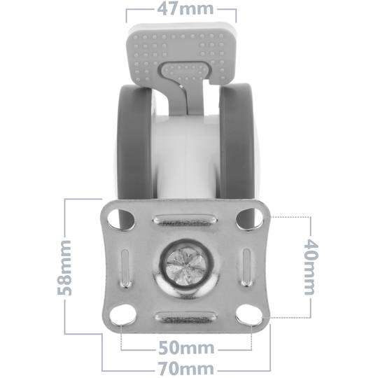 PU&ABS zwenkwielen voor medisch bed, eenrichtingsrem en plaatklem, 75x56x98mm 4-pack