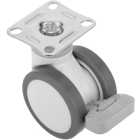 PU&ABS zwenkwielen voor medisch bed, eenrichtingsrem en plaatklem, 75x56x98mm 4-pack