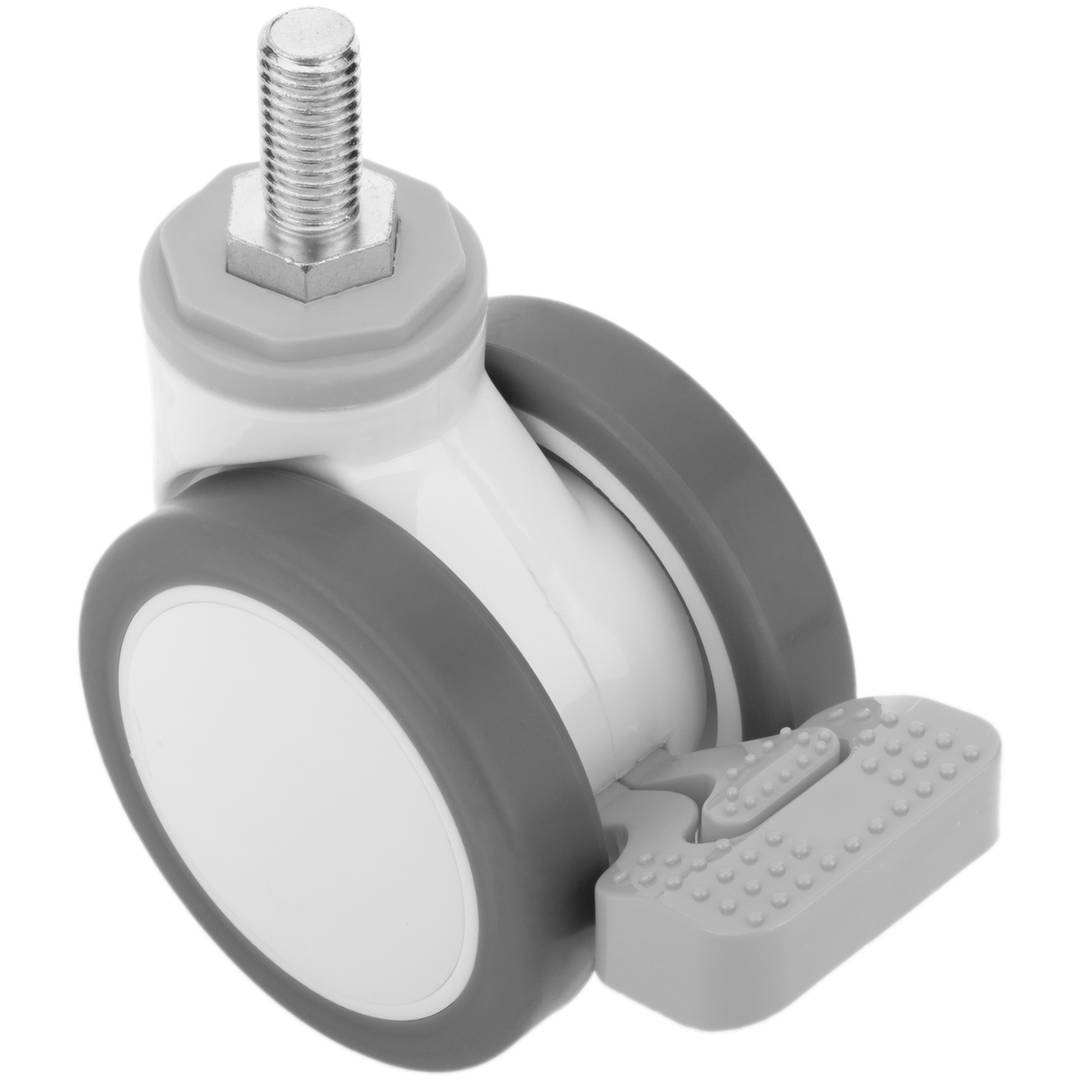PU&ABS zwenkwielen voor medisch bed, eenrichtingsrem en schroefbevestiging, 75x56x98mm 4-pack