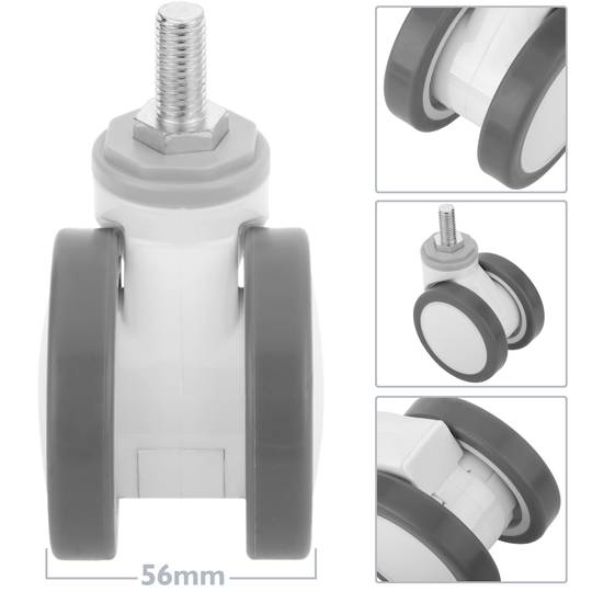 PU&ABS zwenkwielen voor medisch bed, schroefbevestiging, 75x56x98mm 4-pack