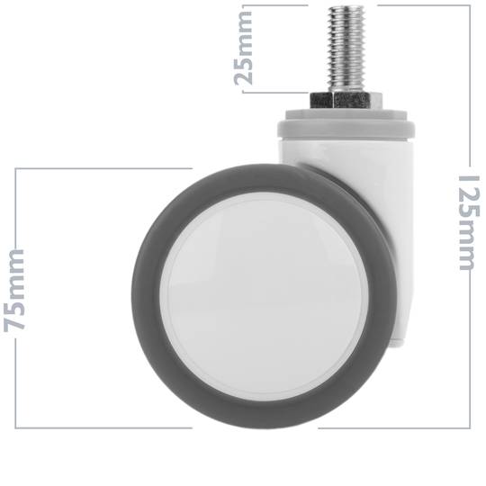 PU&ABS zwenkwielen voor medisch bed, schroefbevestiging, 75x56x98mm 4-pack