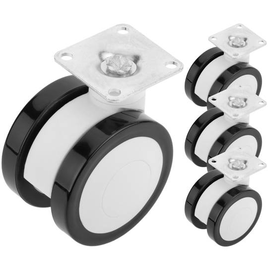 Rodes pivotants de PU i ABS per a llit mèdic, subjecció tipus placa, 65x45x68mm 4-pack