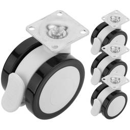PU&ABS Swivel Casters for Medical Bed, One Way Brake and Plate Type Clamping, 65x45x68mm 4-pack