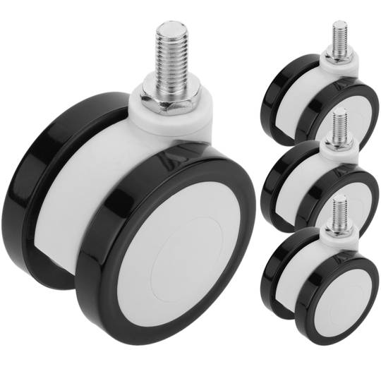 Ruote girevoli PU&ABS per lettino medico, fissaggio a vite M12x20, 65x45x73mm 4-pack colore bianco e nero