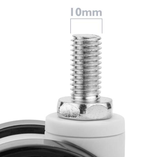 Ruote girevoli PU&ABS per lettino medico, fissaggio a vite M12x20, 65x45x73mm 4-pack colore bianco e nero