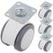 Hochwertige PU- und ABS-Lenkrollen, Plattenklemme, grau und weiß, 50 x 44,3 x 68 mm, 4er-Pack