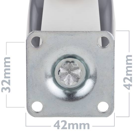 Hochwertige PU- und ABS-Lenkrollen, Plattenklemme, grau und weiß, 50 x 44,3 x 68 mm, 4er-Pack