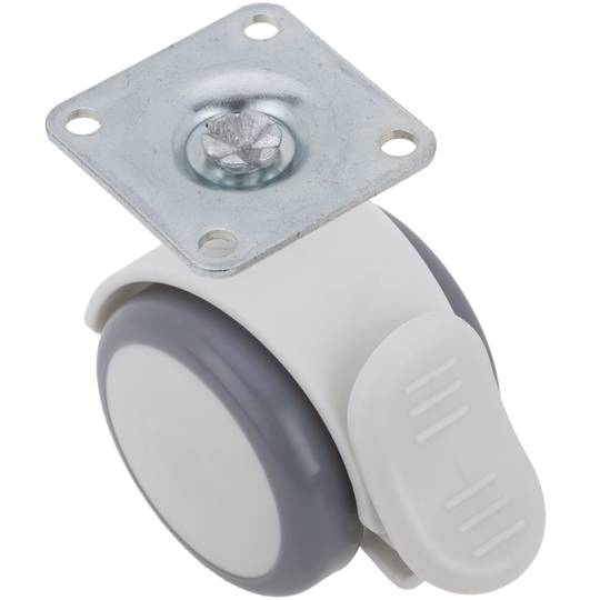 Ruote girevoli in PU e ABS di alta qualità, freno unidireziole e morsetto per piastra, grigio bianco, 50x44,3x68mm, confezione 4