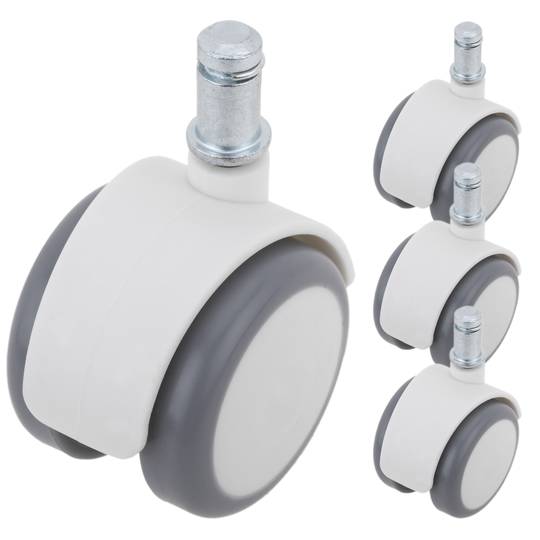 Rotelle girevoli in ABS e PU di alta qualità, tipo di bloccaggio con stelo ad anello 50x44.3x62mm Confezione da 4  Grigio Bianco