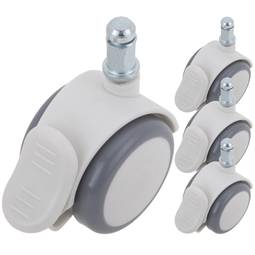 Gray White 50x44.3x62mm 4-pack High Quality ABS & PU Swivel Casters, One Way Brake and M11 Ring Stem Type Clamping