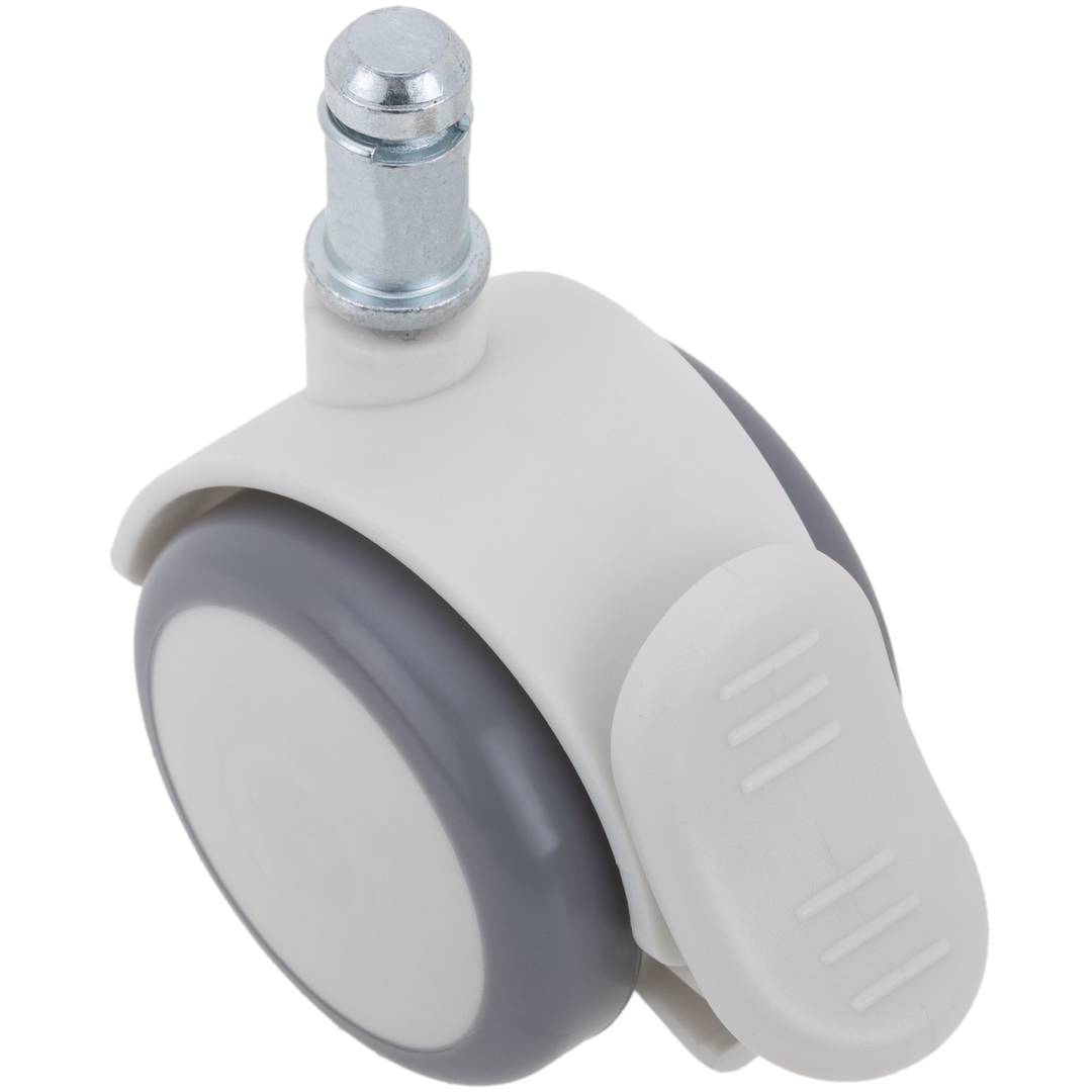 Rotelle girevoli in PU ABS alta qualità, freno unidirezionale tipo di bloccaggio con stelo ad anello 50x44.3x62mm confezione 4