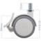 Ruote piroettanti in PU e ABS, freno unidirezionale e fissaggio con filettatura M10x15, grigie e bianche, 50x44,3x63,5mm, pacco