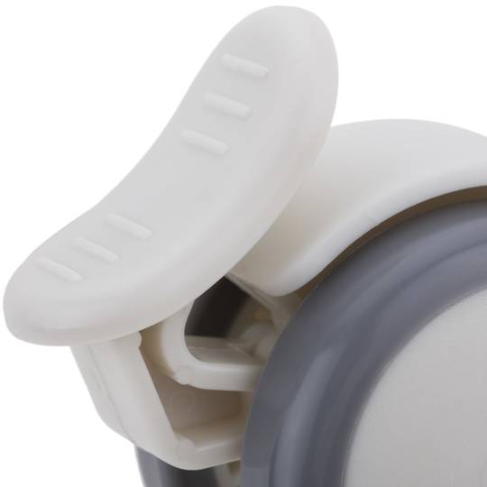 Ruote piroettanti in PU e ABS, freno unidirezionale e fissaggio con filettatura M10x15, grigie e bianche, 50x44,3x63,5mm, pacco