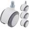 Ruote piroettanti in PU e ABS, fissaggio con filettatura M10x15, grigie e bianche, 50x44,3x63,5mm, pacco