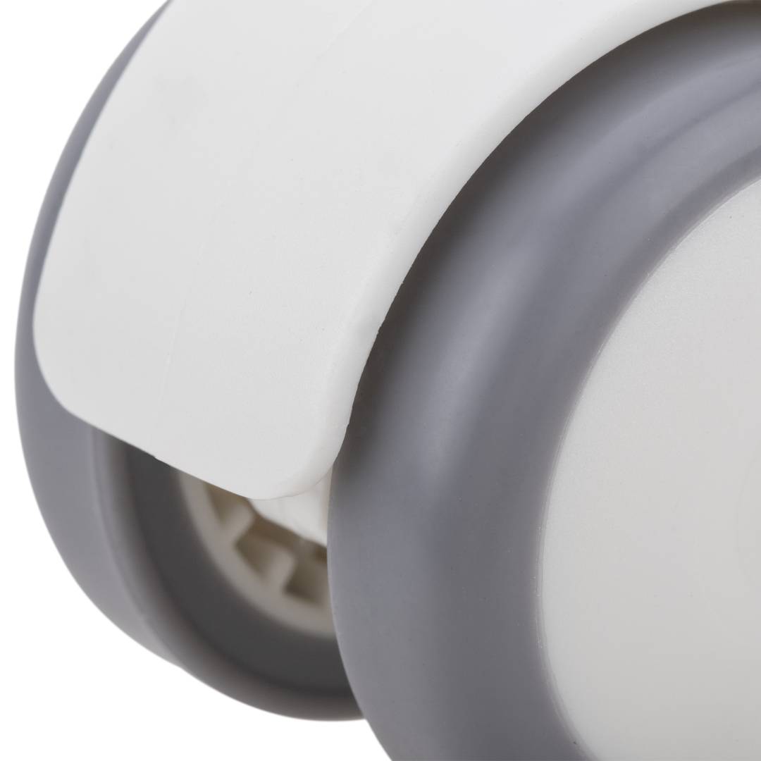 Ruote piroettanti in PU e ABS, fissaggio con filettatura M10x15, grigie e bianche, 50x44,3x63,5mm, pacco