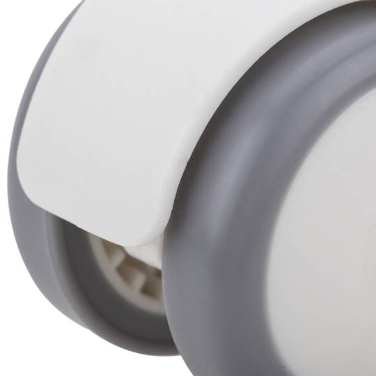 Ruote piroettanti in PU e ABS, fissaggio con filettatura M10x15, grigie e bianche, 50x44,3x63,5mm, pacco