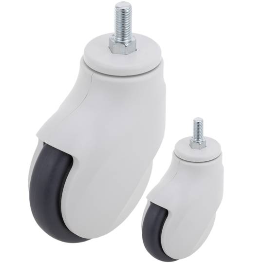 Rodes pivotants de PU i ABS per a llit mèdic, subjecció tipus rosca, 100x23x135mm 2-pack