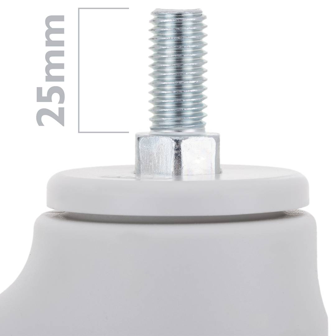 Rodes pivotants de PU i ABS per a llit mèdic, subjecció tipus rosca, 100x23x135mm 2-pack