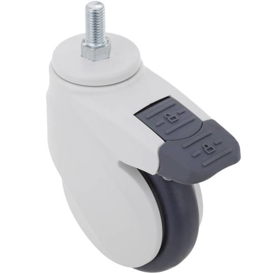 PU&ABS zwenkwielen voor medisch bed, eenrichtingsrem en schroefbevestiging, 100x23x133mm 2-pack