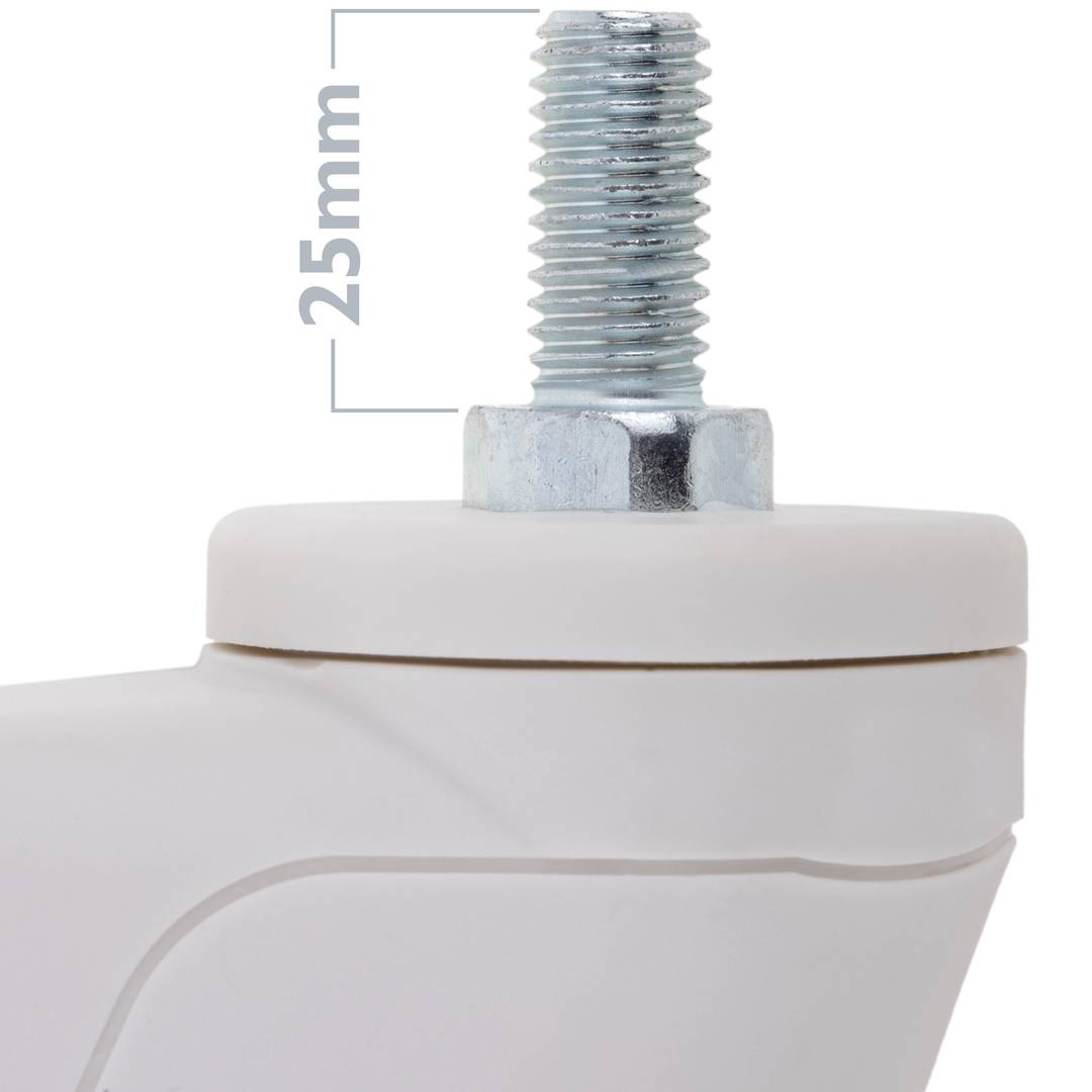 Rodes pivotants de PU i ABS per a llit mèdic, subjecció tipus rosca, 100x32x135mm 2-pack